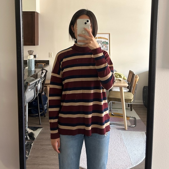 J Crew 365 Merino Wool Turtleneck Striped Sweater - Picture 6 of 7
